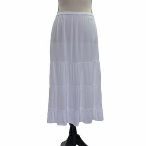 NEW York & Company White Ruffled Midi Skirt Small